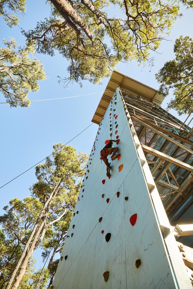 bouldering wall team building activity